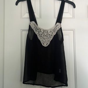 Mesh Black Lace Detail Tank Top!! So pretty and in great condition!!
